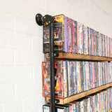 DVD shelving library black pipe wooden