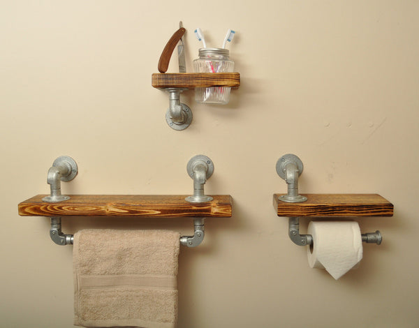Industrial Style Bathroom Shelf Set